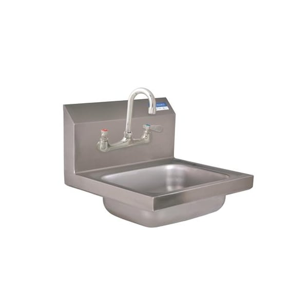Bk Resources Hand Sink Stainless Steel W/ Faucet, 2 Holes, 8" OC, 14 in x10 in x5 in BKHS-W-1410-8-P-G - main